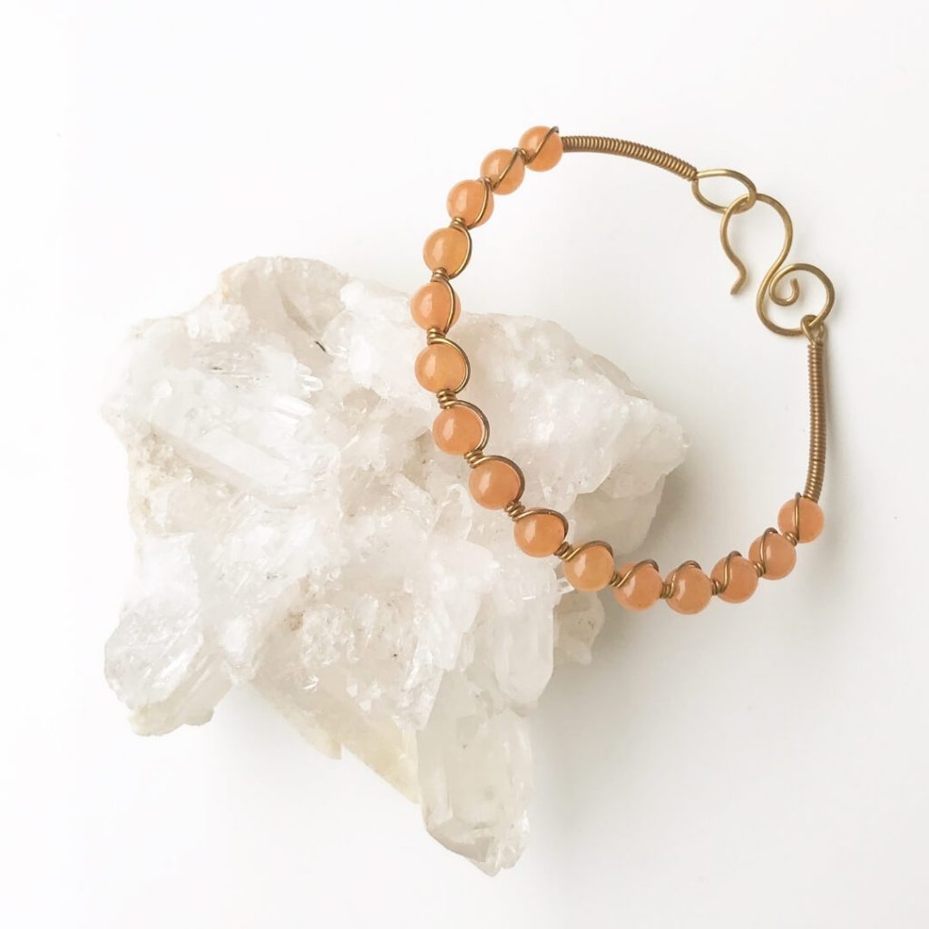Sacred Stone Bangle wire wrapped in Carnelian