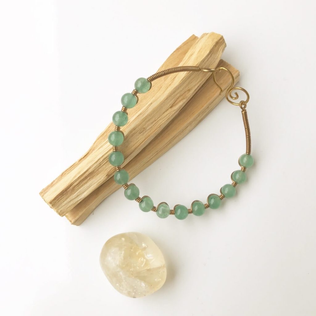 Sacred Stone Bangle wire wrapped in Chrysoprase