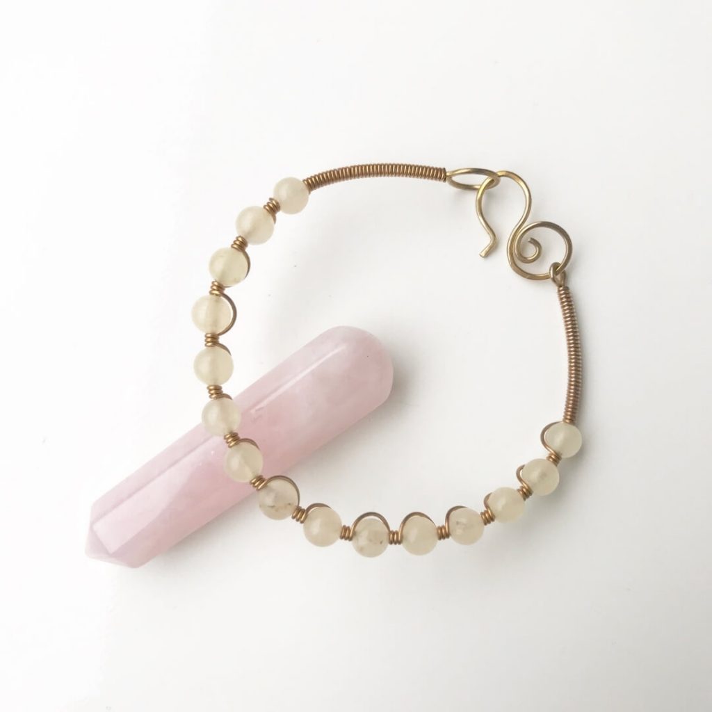 Sacred Stone wire wrapped Bangle with Yellow Calcite